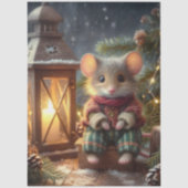 Schattigee landmuis en rustieke lantaarn decoupage tissuepapier (Voorkant)