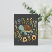 Schattigee Landschildpad Wildflower Summer Graphic Briefkaart (Staand voorkant)