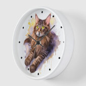Schattigee Lange Haired Tabby Cat Waterverf Illust (Hoek)