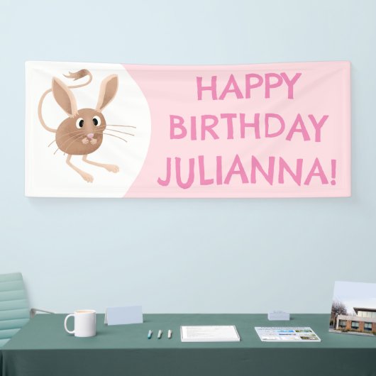 Schattigee lange ooren jerboa cartoon verjaardag spandoek (Beurs)
