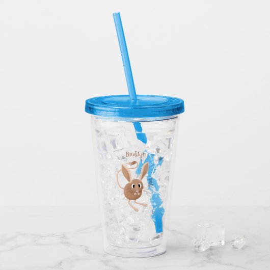 Schattigee lange oren jerboa cartoon illustratie acryl drinkbeker (Voorkant ijs)