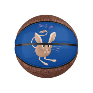 Schattigee lange oren jerboa cartoon illustratie basketbal