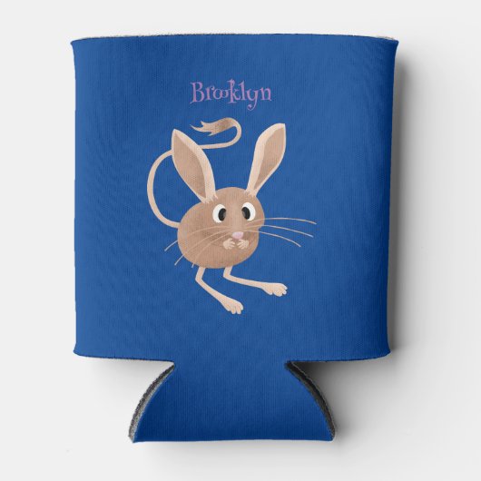 Schattigee lange oren jerboa cartoon illustratie blikjeskoeler (Voorkant)