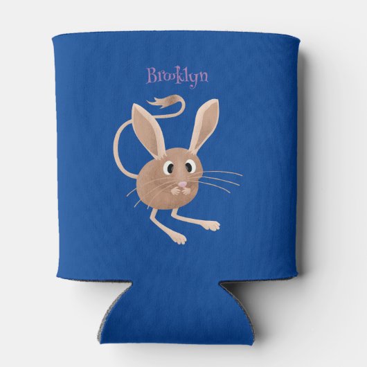 Schattigee lange oren jerboa cartoon illustratie blikjeskoeler (Achterkant)