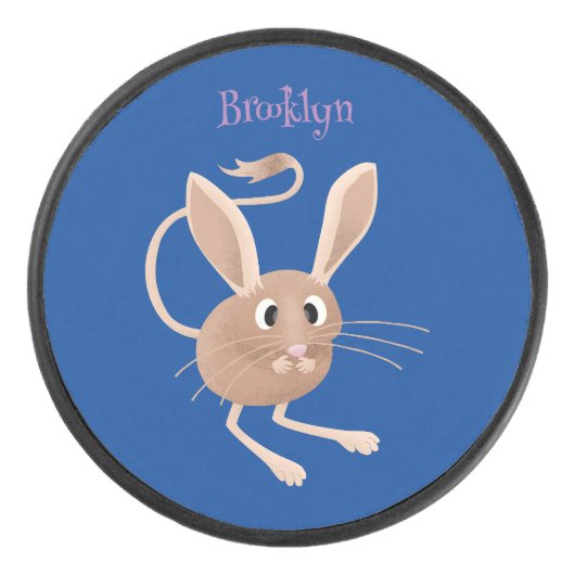 Schattigee lange oren jerboa cartoon illustratie hockey puck (Voorkant)