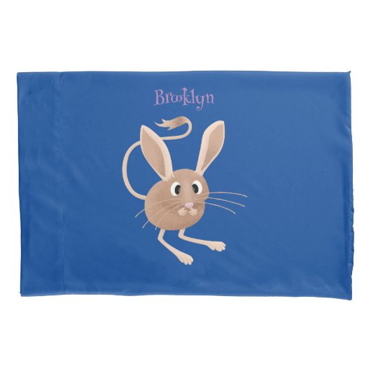 Schattigee lange oren jerboa cartoon illustratie kussensloop (Voorkant)