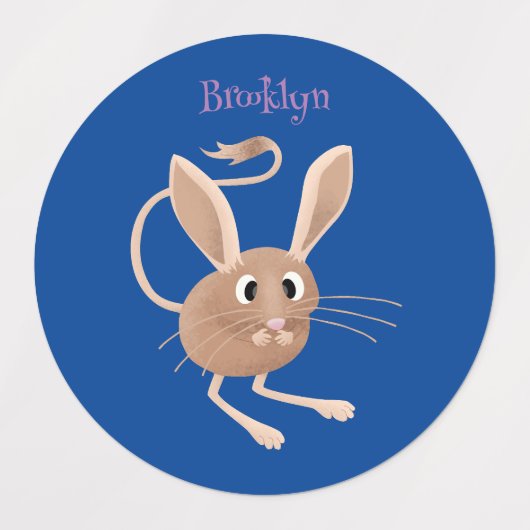 Schattigee lange oren jerboa cartoon illustratie labels (Design 2)