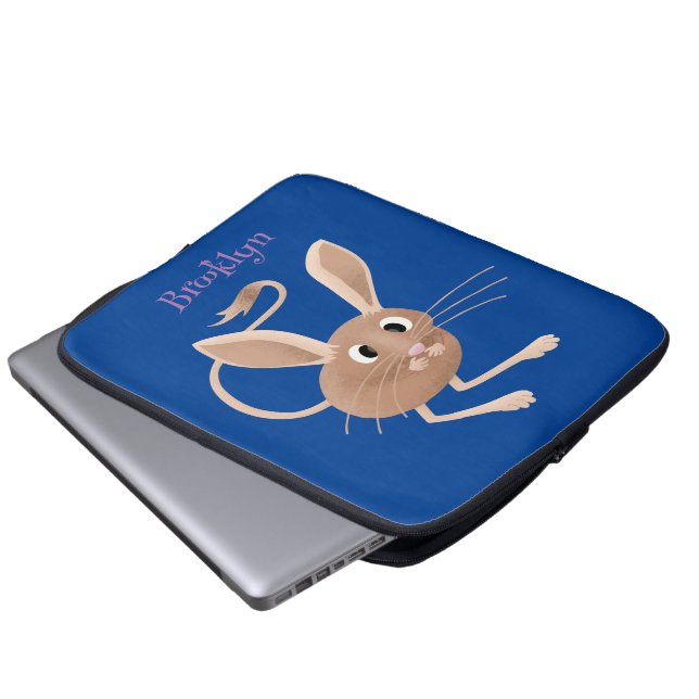 Schattigee lange oren jerboa cartoon illustratie laptop sleeve (Voorkant onderkant)