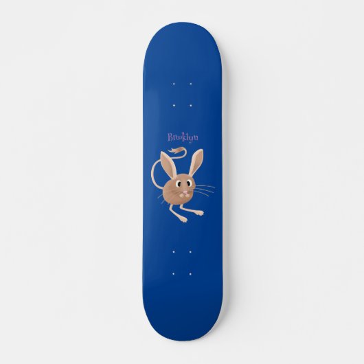 Schattigee lange oren jerboa cartoon illustratie persoonlijk skateboard (Voorkant)