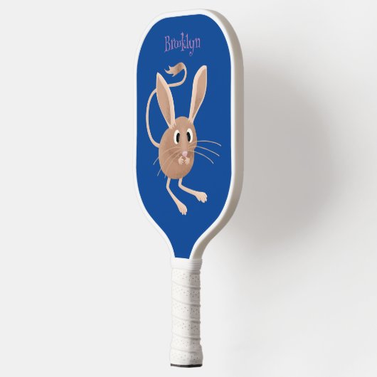 Schattigee lange oren jerboa cartoon illustratie pickleball paddle (Links)