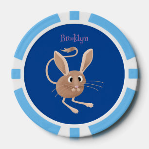 Schattigee lange oren jerboa cartoon illustratie poker chips
