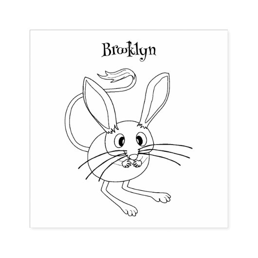 Schattigee lange oren jerboa cartoon illustratie rubberstempel (Afrduk)
