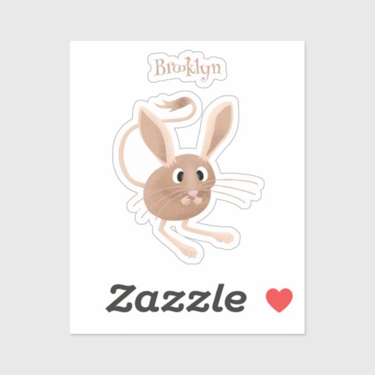 Schattigee lange oren jerboa cartoon illustratie sticker (Vel)