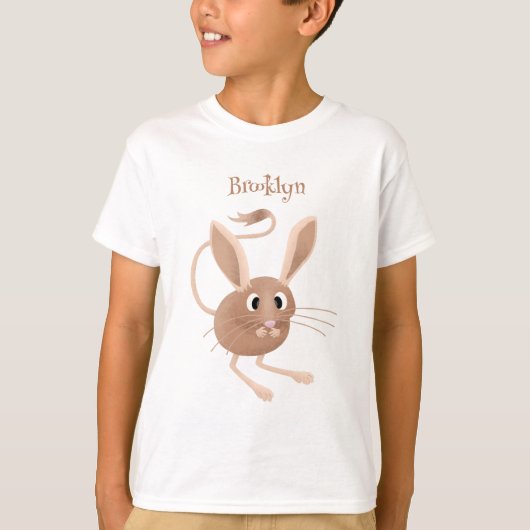 Schattigee lange oren jerboa cartoon illustratie t-shirt (Voorkant)