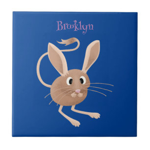Schattigee lange oren jerboa cartoon illustratie tegeltje