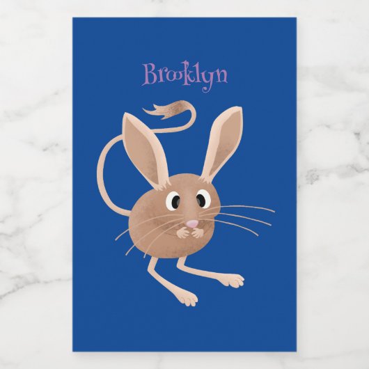 Schattigee lange oren jerboa cartoon illustratie voedselcontainer etiket (Enkel label)