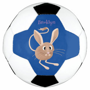 Schattigee lange oren jerboa cartoon illustratie voetbal