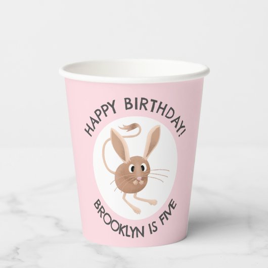 Schattigee lange oren jerboa gepersonaliseerde ver papieren bekers (Achterkant)
