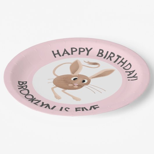 Schattigee lange oren jerboa gepersonaliseerde ver papieren bordje (Gekanteld)