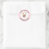 Schattigee lange oren jerboa gepersonaliseerde ver ronde sticker (Tas)