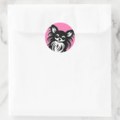 Schattigee langharige Chihuahua cartoon Ronde Sticker (Tas)