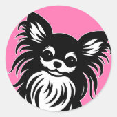Schattigee langharige Chihuahua cartoon Ronde Sticker (Voorkant)