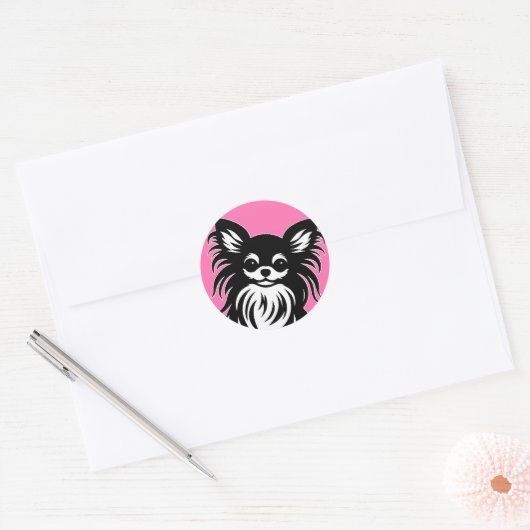 Schattigee langharige Chihuahua cartoon Ronde Sticker (Envelop)