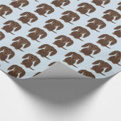 Schattigee langharige chocolade bruine teckel cadeaupapier (Hoek)