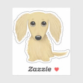 Schattigee langharige crème Dachshund Cartoon Sticker (Vel)
