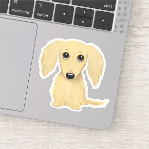 Schattigee langharige crème Dachshund Cartoon Sticker