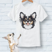 Schattigee langharige driekleur Chihuahua T-shirt