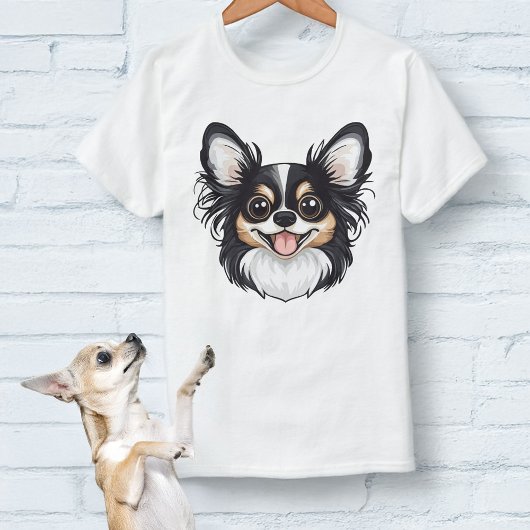 Schattigee langharige driekleur Chihuahua T-shirt