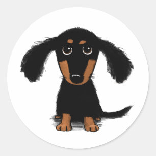 Schattigee langharige teckel puppy hond ronde sticker