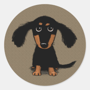 Schattigee langharige teckel puppy hond ronde sticker