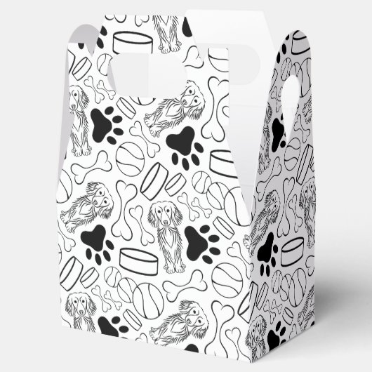 Schattigee langharige teckel worst hond bedankdoosjes (Geopend)