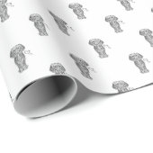 Schattigee langharige teckel worst hond cadeaupapier (Rol Hoek)