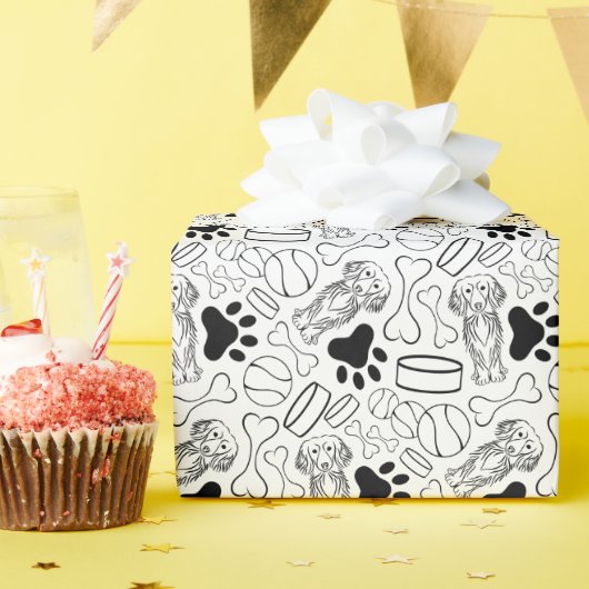 Schattigee langharige teckel worst hond cadeaupapier (Verjaardagsfeest)