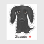 Schattigee langharige zwarte teckel Cartoon Sticker (Vel)