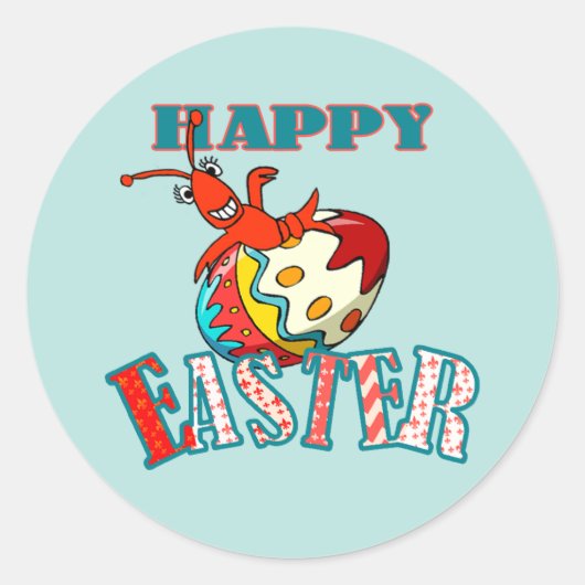 Schattigee langoesten Happy Easter Ronde Sticker (Voorkant)