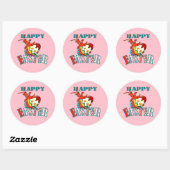 Schattigee langoesten Happy Easter (roze) Ronde Sticker (Vel)