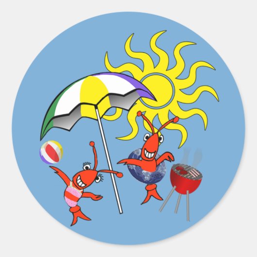 Schattigee langoesten kreeft zomer ronde sticker (Voorkant)