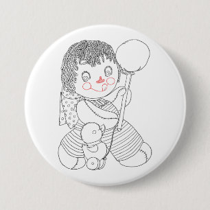 Schattigee lap pop speelgoed eend hand getekende k ronde button 7,6 cm