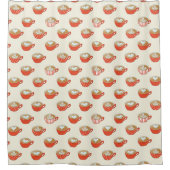 Schattigee Latte Art in Rode Koffiemokken Patroon Douchegordijn (Voorkant)