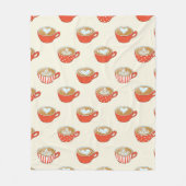 Schattigee Latte Art in Rode Koffiemokken Patroon Fleece Deken (Voorkant)