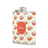 Schattigee Latte Art in Rode Koffiemokken Patroon Heupfles (Links)