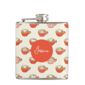 Schattigee Latte Art in Rode Koffiemokken Patroon Heupfles (Voorkant)