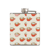 Schattigee Latte Art in Rode Koffiemokken Patroon Heupfles (Achterkant)