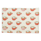 Schattigee Latte Art in Rode Koffiemokken Patroon Kussensloop (Achterkant)