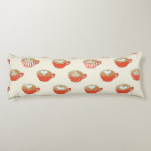 Schattigee Latte Art in Rode Koffiemokken Patroon Lichaamskussen (Achterkant)