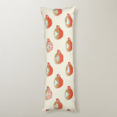 Schattigee Latte Art in Rode Koffiemokken Patroon Lichaamskussen (Achterkant (Verticaal))